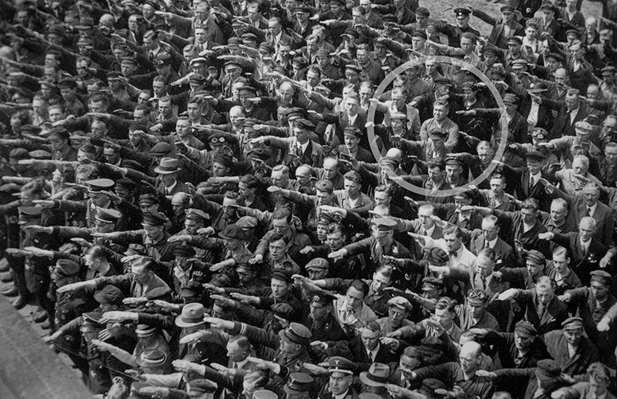 A Single Man Refusing To Do The Nazi Salute, 1936