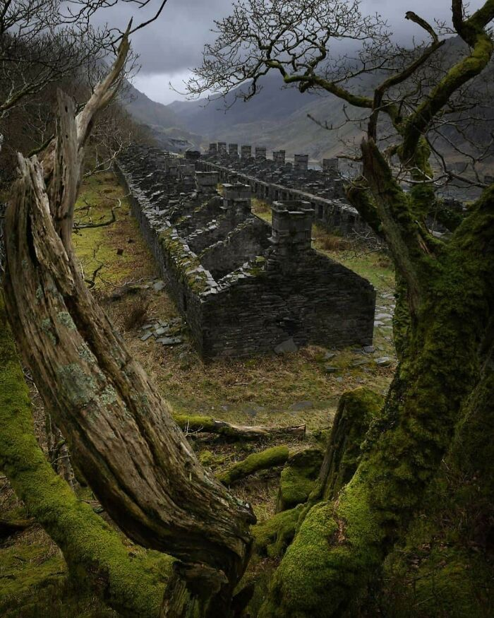 Beautiful Abandoned Miners’ Cottages In A Disused Slate Quarry In Snowdonia, North Wales
